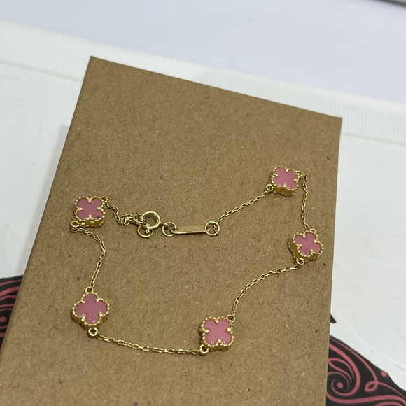 18 k Pink Clover Bracelet, size 7-7.5 . - Picture 3 of 14